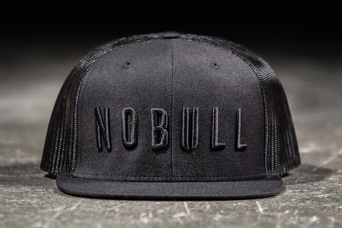 Nobull Flat-Brim Trucker Men\'s Hats Black | Australia (EM5397)